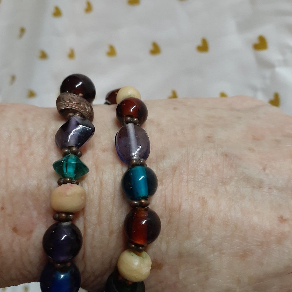 Multicolored Glass Bead Bracelets